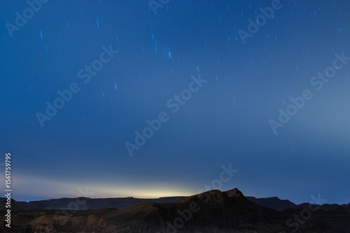 star trails at night in the mountains