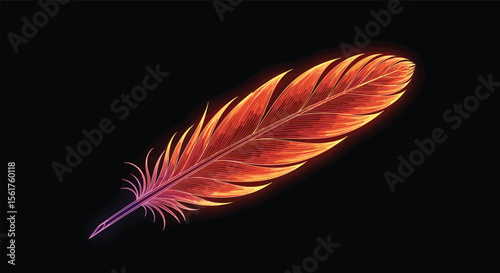 The Luminescent Feather A Vibrant Pixel Art Representation of Natural Beauty Illuminated