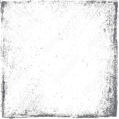 Grunge square frame texture vector with worn edges. Distressed vintage border with scratch marks and rough overlay for retro photo background art.
