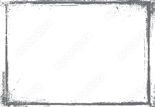 Heavy grunge frame texture vector with scratches and dust. Distressed vintage border design for retro photo background and damaged surface effect.

