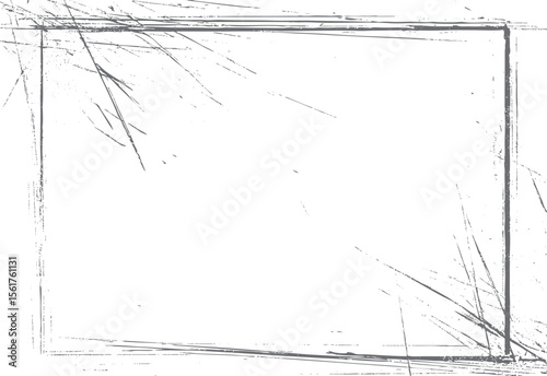 Distressed grunge frame texture vector design. Rough scratched border with vintage photo edge style for old film effect and retro background art.

