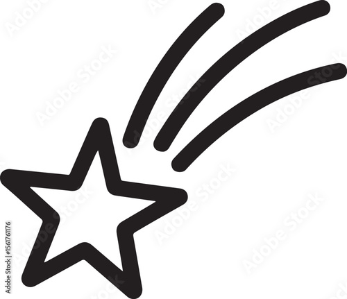 Simple Shooting Star Icon - Outline Vector Illustration