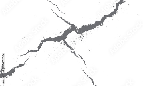 Earth cracks texture on isolated vector background. black lightning bolts. Earth crack.	
