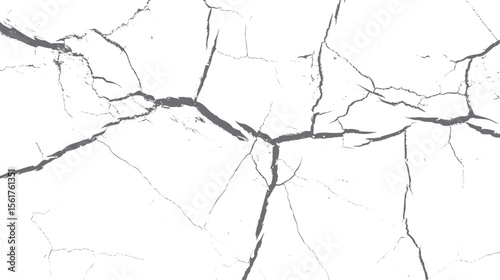 Horizontal cracked wall vector texture background. Grunge concrete fracture design with distressed surface details and broken line pattern art.
