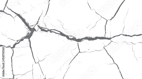 Horizontal cracked wall vector texture background. Grunge concrete fracture design with distressed surface details and broken line pattern art.
