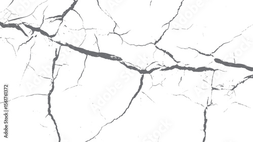 Vector cracked wall texture with diagonal fracture. Grunge concrete damage background element for distressed surface and broken pattern design.
