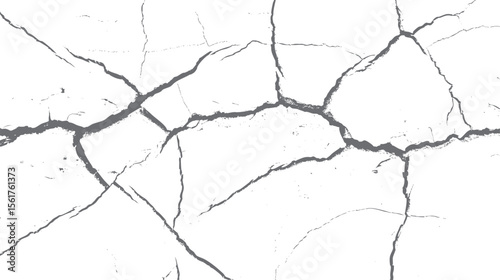 Vector cracked wall texture with diagonal fracture. Grunge concrete damage background element for distressed surface and broken pattern design.
