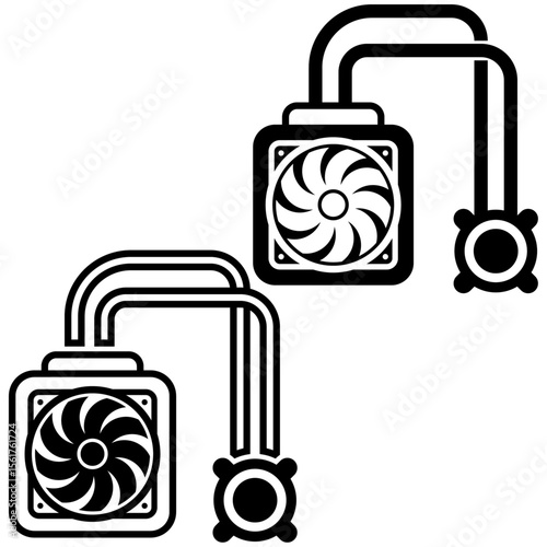 120 CPU water cooler vector icon.