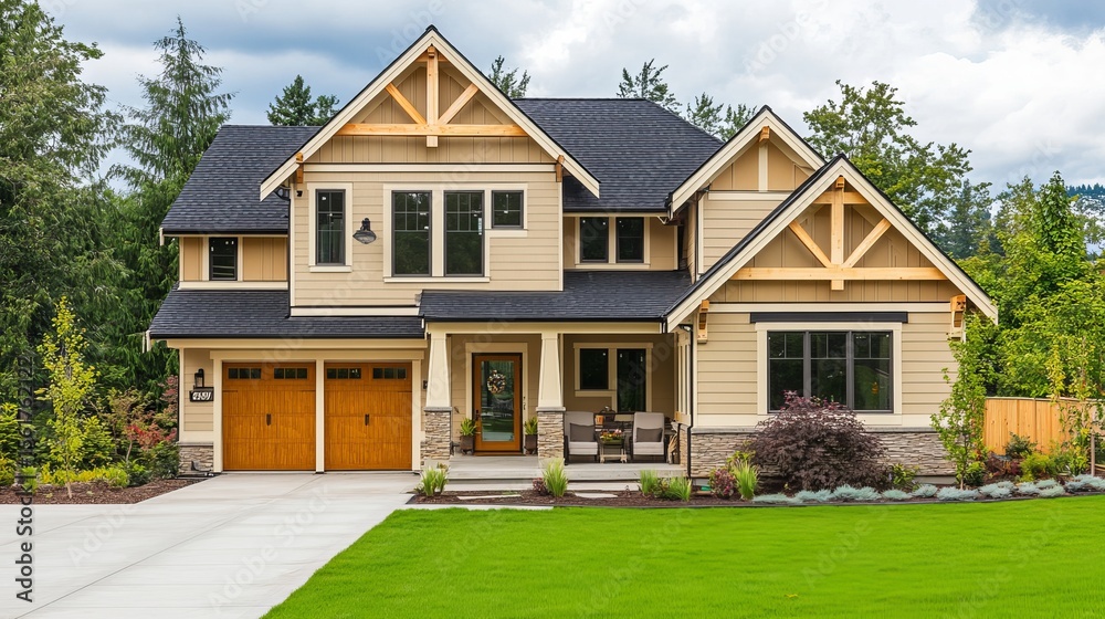 Obraz premium Cream and tan colored new home build 