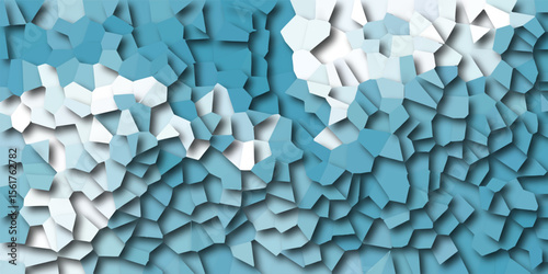 Abstract blue and white geometric pattern with 3d effect and shading depicting a textured surface and modern design elements