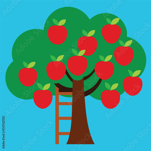 Stylized flat illustration of a mature apple