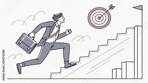 Ambitious businessman aiming at target with focus, energy, and determination, symbolizing strategy, leadership, growth, planning, and ultimate success