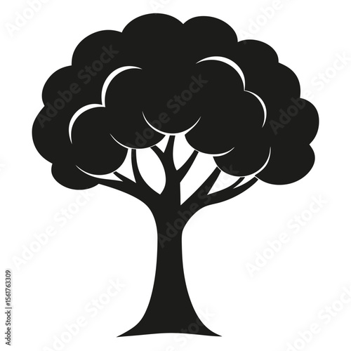 Stylized silhouette of a deciduous tree against a clean background