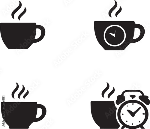 Coffee Time Vector Illustration – Beverage, Relaxation & Morning Routine Icons

