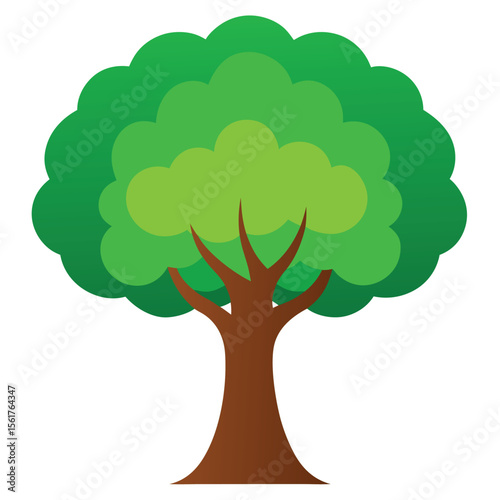 Stylized vibrant illustration of a mature deciduous tree in cmyk