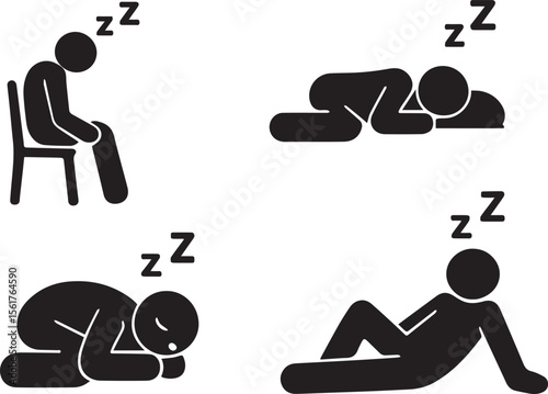 Taking Nap Vector Illustration – Rest, Relaxation & Sleep Icons

