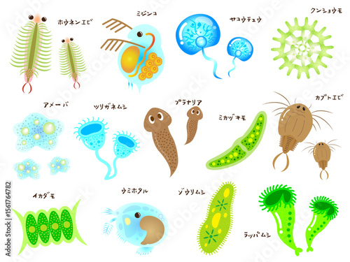 かわいい微生物とプランクトンのイラスト素材セット4