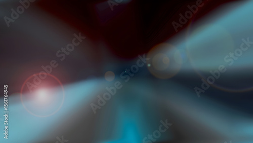 Abstract blurred background with dark blue, red, and lens flares, ideal for technology presentations or futuristic concept designs