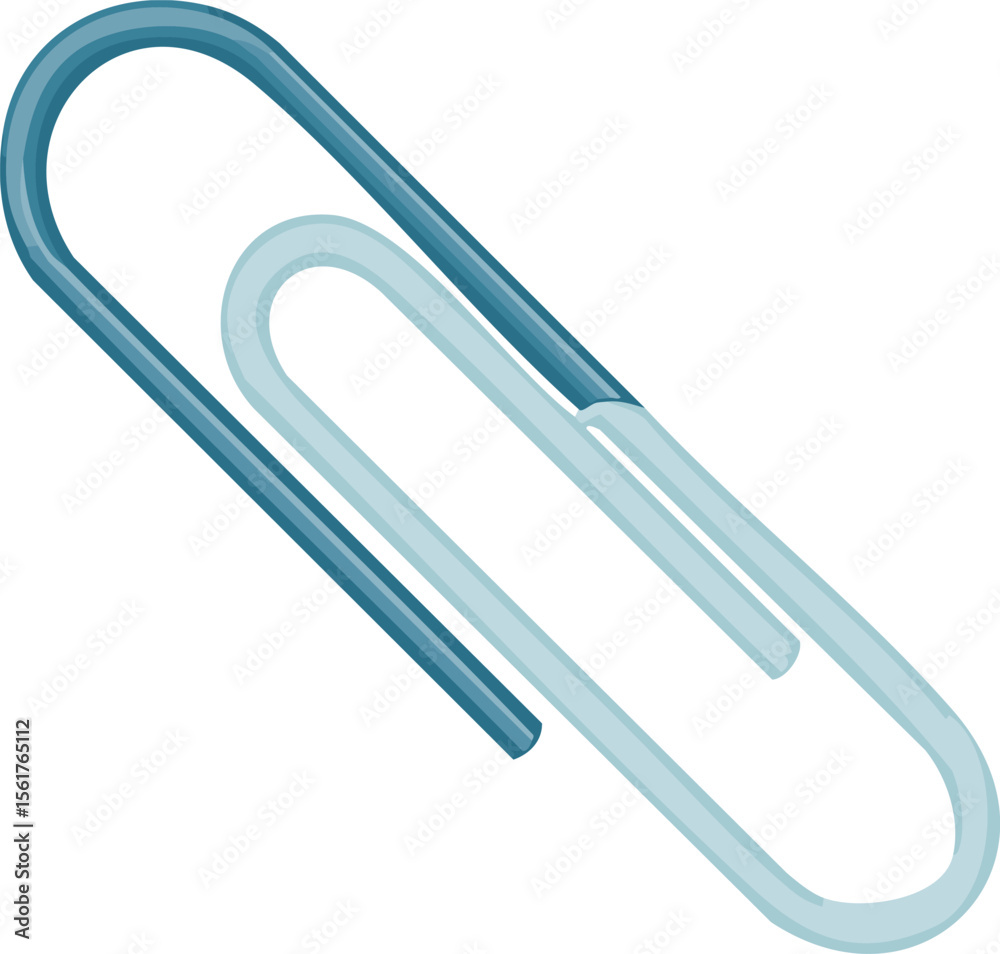 Obraz premium Vector Blue Paperclip Illustration with Dual Tones and Clean Minimalist Design on White Background