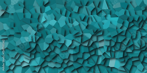 Abstract textured background of teal blue and turquoise geometric shapes with subtle shadows for digital design projects