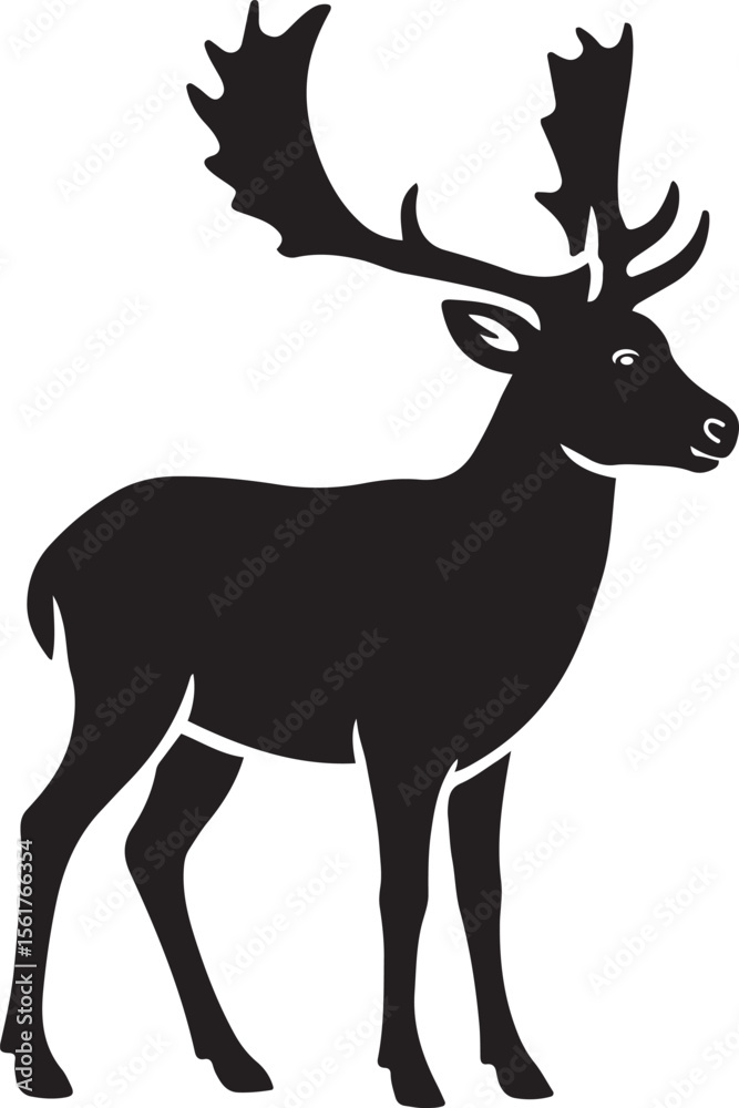 Obraz premium Deer silhouette elegant graphic vector art, Forest wildlife bold line design