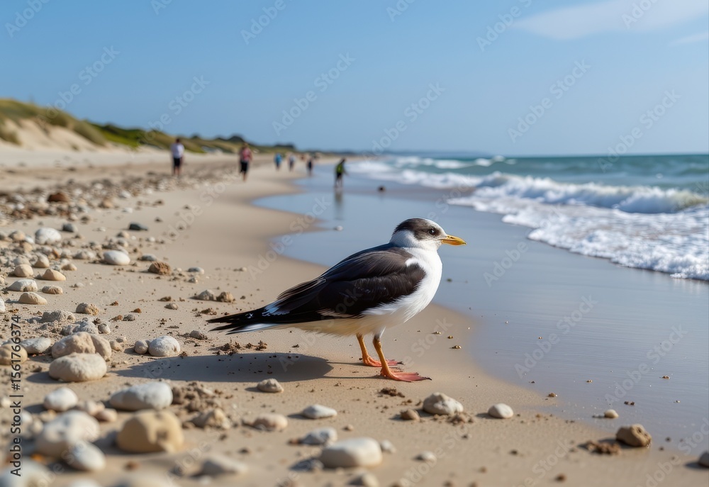 Fototapeta premium analyze how artificial beach nourishment projects affect seabird habitats positively or negatively.