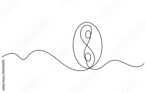 Yin Yang icon line continuous drawing vector. One line Yin Yang icon vector background. Yin Yang icon. Continuous outline of a World balance icon.