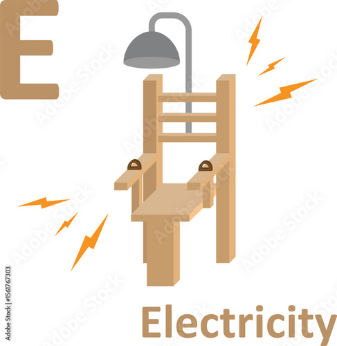 Adult alphabet, letter E, electric chair, joke