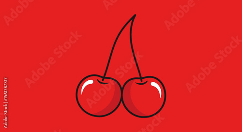 Two Red Cherries Illustration