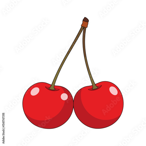 Bright Red Cartoon Cherries Illustration