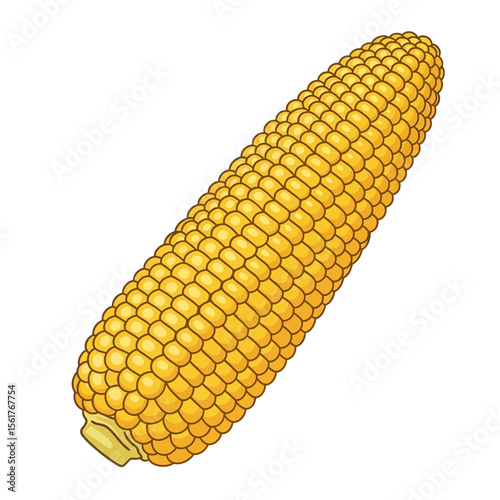 Cartoon Yellow Corn Cob Illustration
