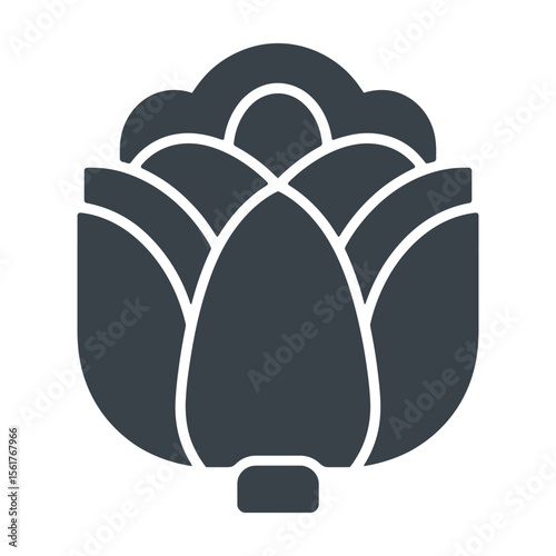 Minimalist Cauli Flower Icon – Vegetable Glyph Vector

