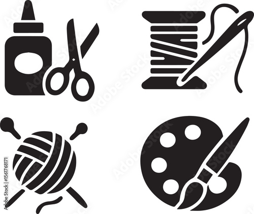 Craft Making Vector Illustration – DIY, Handmade & Creative Hobby Icons

