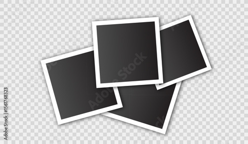 Photo frame. Realistic photo card frame. Retro vintage photograph. Digital snapshot image.  Images different forms on wall. blank retro memory album. Wall collage photography mockup 
