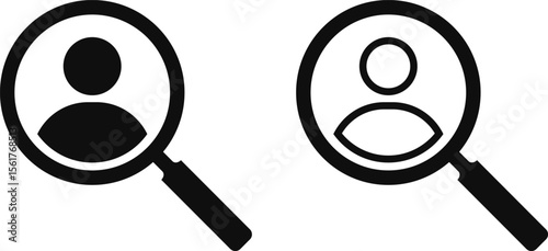 Search job vacancy icon. hiring symbol. search people. Person avatar. Find user icons
