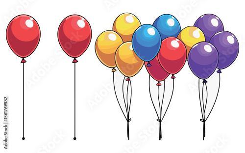 colorful balloons on white background