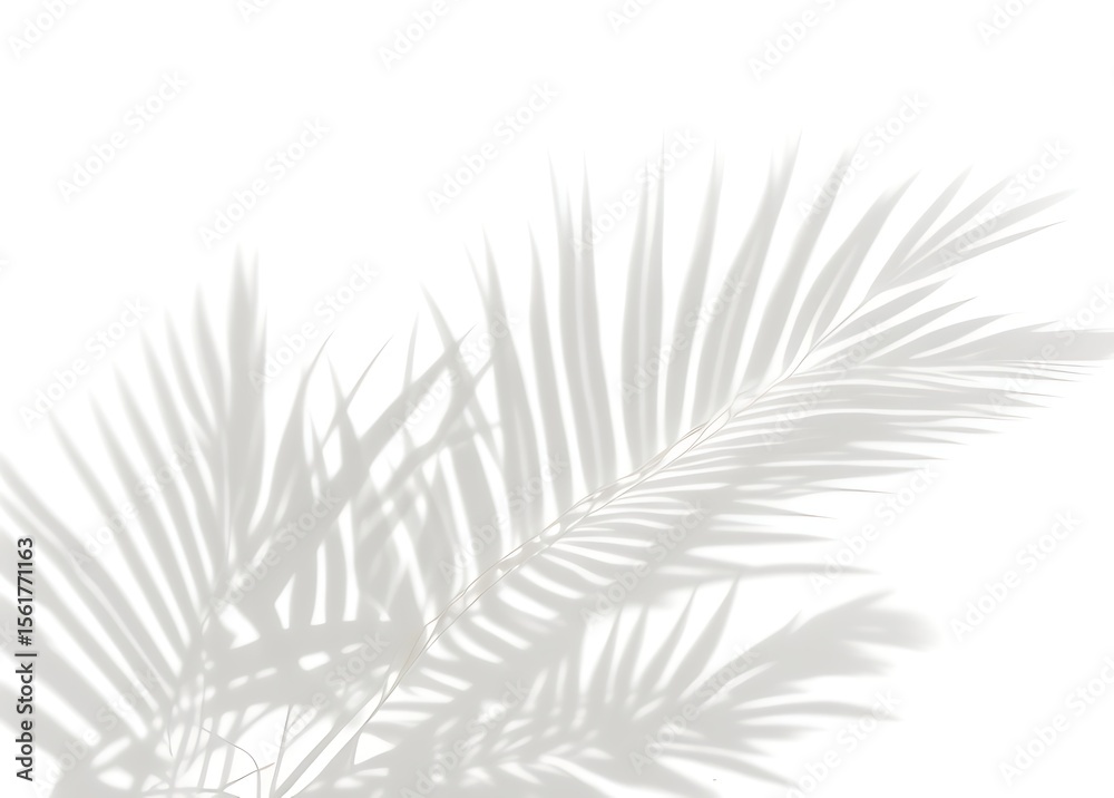 Naklejka premium Realistic shadow overlay effect. Natural palm leaf shadows isolated on transparent background. Tropical coconut branch shade, foliage silhouette decoration. Design element for summer spring projects