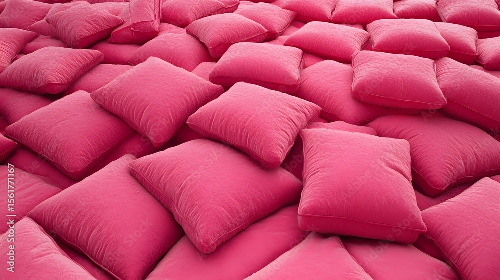 Fototapeta premium Pile of Pink Velvet Cushions Soft Texture Background