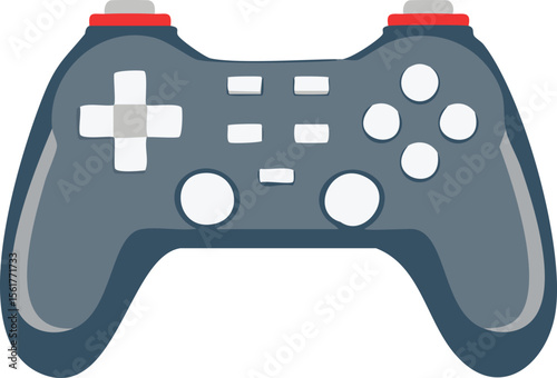 Vector Flat Design of Fun Gamepad Controller with Red, Blue, Green, Yellow Buttons and D-Pad