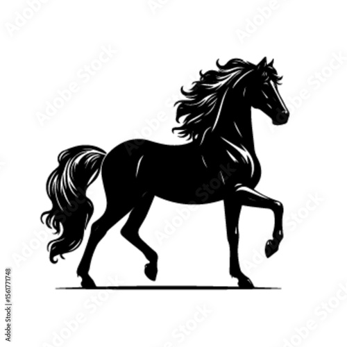 Horse No 8 Vector Illustration – Powerful Galloping Stallion Clipart Design
