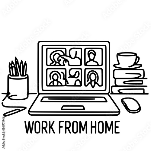 Digital workspace with a video call in progress., 