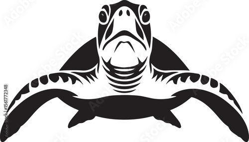 Sea turtle silhouette powerful black, Marine turtle ocean vector design