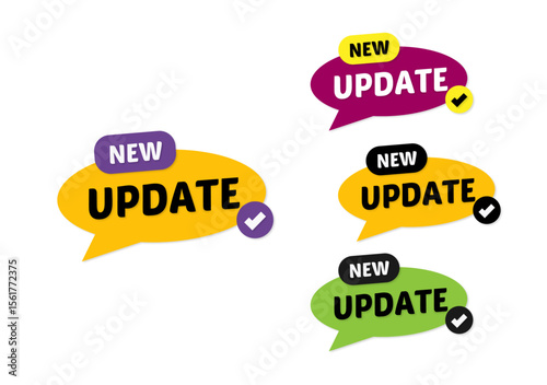 new update set of stickers with update text in different color options