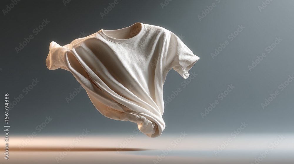 Naklejka premium T-shirt spin with soft fabric flow and text overlay zone. 