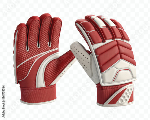 realistic 3d wicketkeeper or hand gloves front and back view in different color style isolated on transparent background