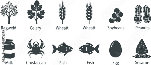 Allergy icon button set