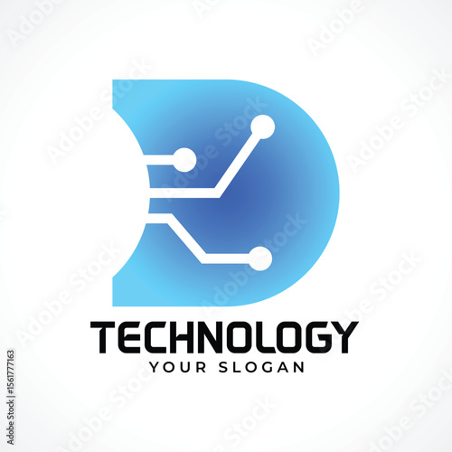 D tech, Technology letter Logo