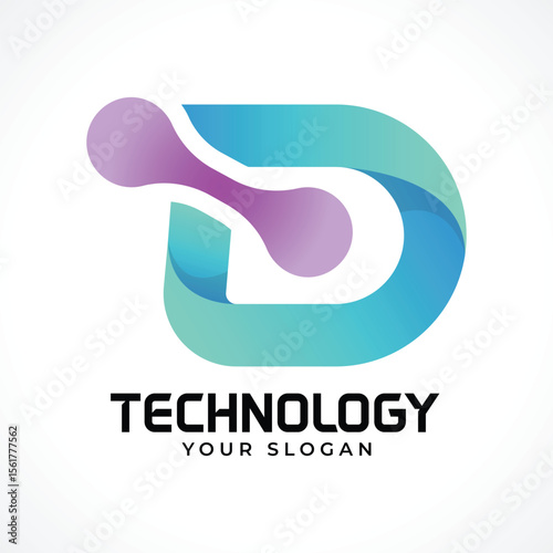 D tech, Technology letter Logo