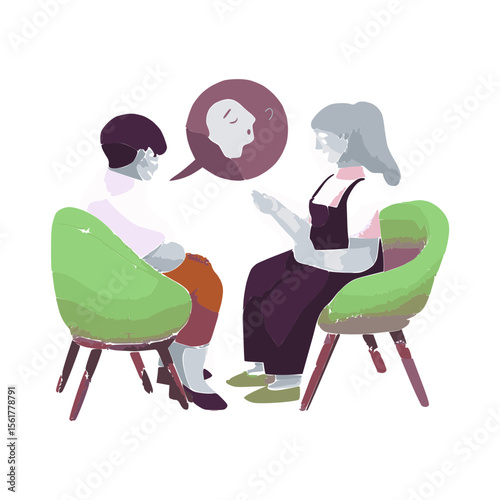 Therapy and mental health concept illustration.