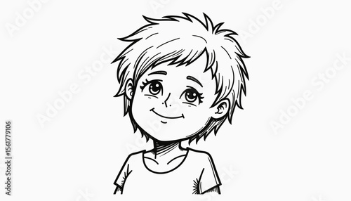 Happy child smiling in a simple illustration